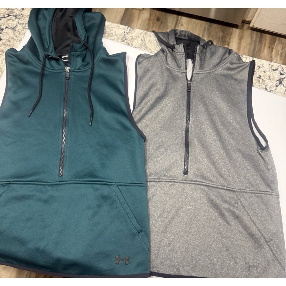 2 Under Armour Storm Sleeveless Hoodie Women's z Small COLDgear Sweater 1/2 ZIP